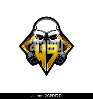 WF Logo monogram with Skull Shape designs template vector icon modern Stock Vector