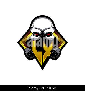 LX Logo monogram with Skull Shape designs template vector icon modern Stock Vector