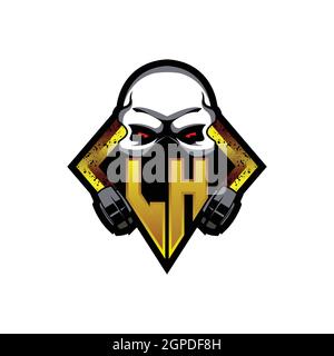 LH Logo monogram with Skull Shape designs template vector icon modern Stock Vector