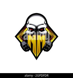 NM Logo monogram with Skull Shape designs template vector icon modern Stock Vector