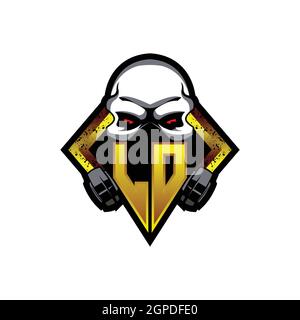 ND Logo ESport Gaming Initial with Blue Light Color design vector template Stock Vector