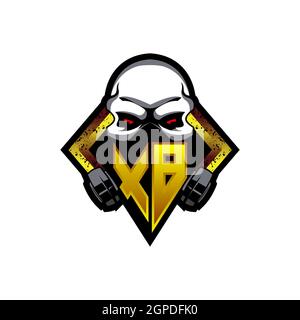 XB Logo monogram with Skull Shape designs template vector icon modern Stock Vector
