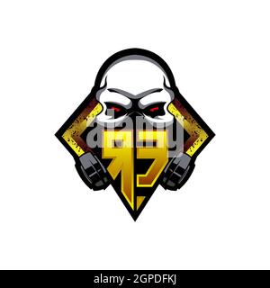 RE Logo monogram with Skull Shape designs template vector icon modern Stock Vector