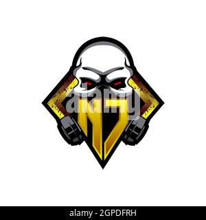 QC Logo ESport Gaming Initial with Blue Light Color design vector template Stock Vector