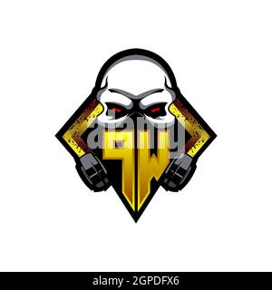 RY Logo ESport Gaming Initial with Blue Light Color design vector template Stock Vector