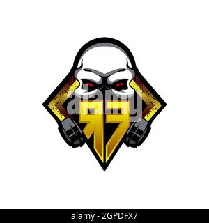 RF Logo monogram with Skull Shape designs template vector icon modern Stock Vector