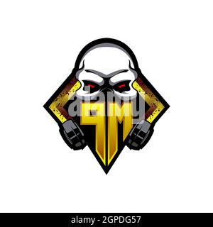 RN Logo ESport Gaming Initial with Blue Light Color design vector template Stock Vector