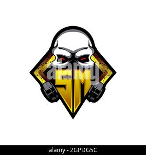 UN Logo ESport Gaming Initial with Blue Light Color design vector template Stock Vector