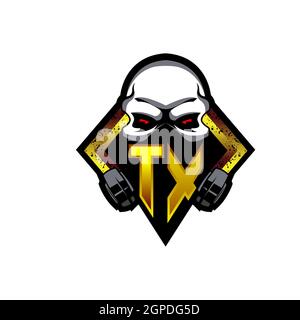 VE Logo ESport Gaming Initial with Blue Light Color design vector template Stock Vector
