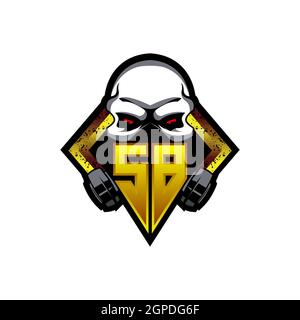 UB Logo ESport Gaming Initial with Blue Light Color design vector template Stock Vector