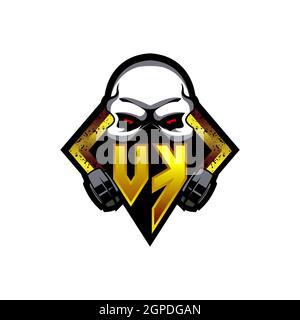 VK Logo monogram with Skull Shape designs template vector icon modern Stock Vector