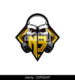 QF Logo ESport Gaming Initial with Blue Light Color design vector template Stock Vector