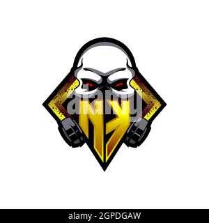 QK Logo ESport Gaming Initial with Blue Light Color design vector template Stock Vector
