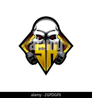 UH Logo ESport Gaming Initial with Blue Light Color design vector template Stock Vector