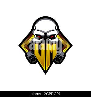 XK Logo ESport Gaming Initial with Blue Light Color design vector template Stock Vector