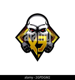 XE Logo monogram with Skull Shape designs template vector icon modern Stock Vector