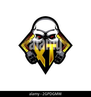 XT Logo monogram with Skull Shape designs template vector icon modern Stock Vector
