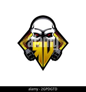 SV Logo ESport Gaming Initial with Blue Light Color design vector template Stock Vector