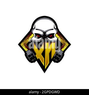 XN Logo monogram with Skull Shape designs template vector icon modern Stock Vector