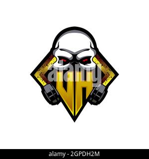 XH Logo ESport Gaming Initial with Blue Light Color design vector template Stock Vector
