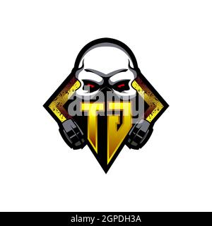 VJ Logo ESport Gaming Initial with Blue Light Color design vector template Stock Vector
