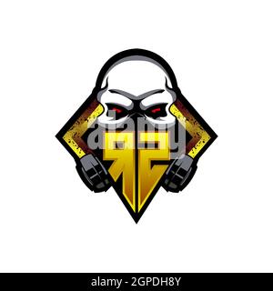 RZ Logo monogram with Skull Shape designs template vector icon modern Stock Vector