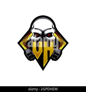 YH Logo ESport Gaming Initial with Blue Light Color design vector template Stock Vector
