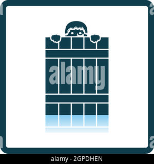 Criminal Peeping From Fence Icon Stock Vector