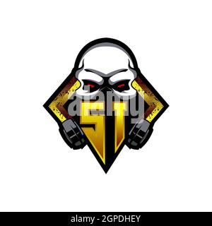 UI Logo ESport Gaming Initial with Blue Light Color design vector template Stock Vector
