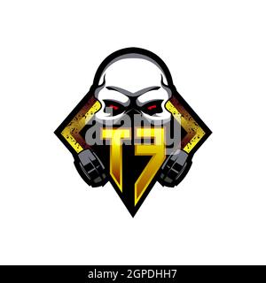 VH Logo ESport Gaming Initial with Blue Light Color design vector template Stock Vector