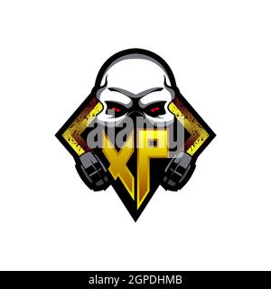 XP Logo monogram with Skull Shape designs template vector icon modern Stock Vector