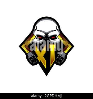 XI Logo monogram with Skull Shape designs template vector icon modern Stock Vector