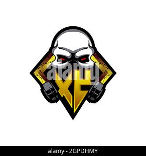 XY Logo monogram with Skull Shape designs template vector icon modern Stock Vector