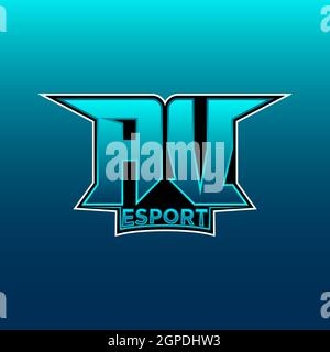 AV Logo ESport Gaming Initial with Blue Light Color design vector template Stock Vector