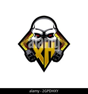 XH Logo Monogram Gaming with Gas Shape designs template vector icon ...