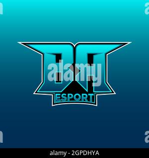 BR Logo ESport Gaming Initial with Blue Light Color design vector template Stock Vector