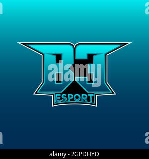 BE Logo ESport Gaming Initial with Blue Light Color design vector template Stock Vector