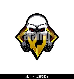 XL Logo monogram with Skull Shape designs template vector icon modern Stock Vector
