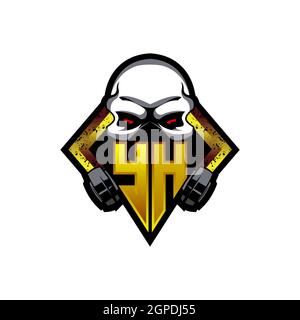 YH Logo monogram with Skull Shape designs template vector icon modern Stock Vector