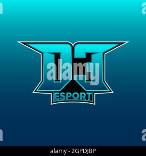 DE Logo ESport Gaming Initial with Blue Light Color design vector template Stock Vector