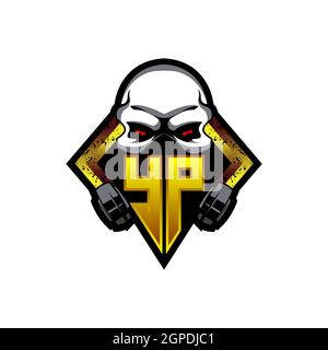 YP Logo monogram with Skull Shape designs template vector icon modern Stock Vector