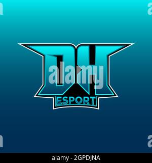 DK Logo ESport Gaming Initial with Blue Light Color design vector template Stock Vector