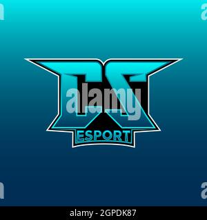 CS Logo ESport Gaming Initial with Blue Light Color design vector template Stock Vector