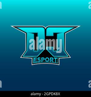 DC Logo ESport Gaming Initial with Blue Light Color design vector template Stock Vector