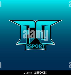 FQ Logo ESport Gaming Initial with Blue Light Color design vector template Stock Vector