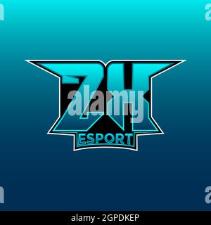 ZX Logo ESport Gaming Initial with Blue Light Color design vector template Stock Vector