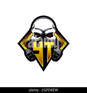 YT Logo monogram with Skull Shape designs template vector icon modern Stock Vector