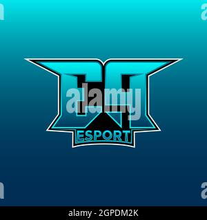 EP Logo ESport Gaming Initial with Blue Light Color design vector template Stock Vector