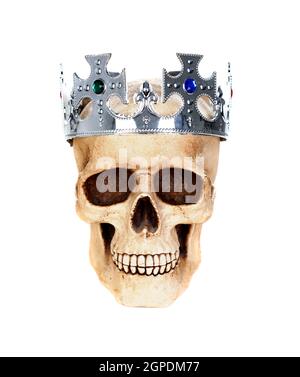 Skull with a silver crown isolated on a white background Stock Photo