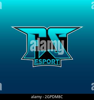 FS Logo ESport Gaming Initial with Blue Light Color design vector template Stock Vector